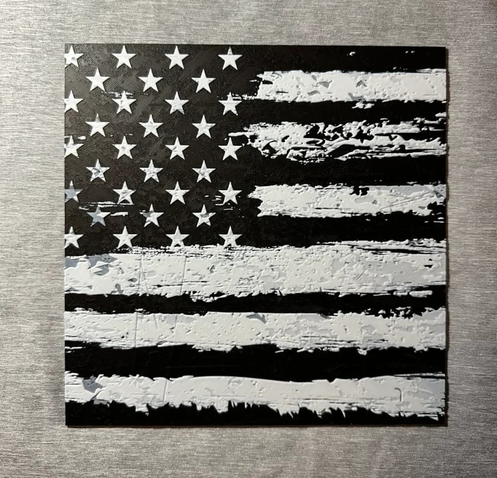 HueForge model: US Flag Hueforge Black and White by Hey Ben