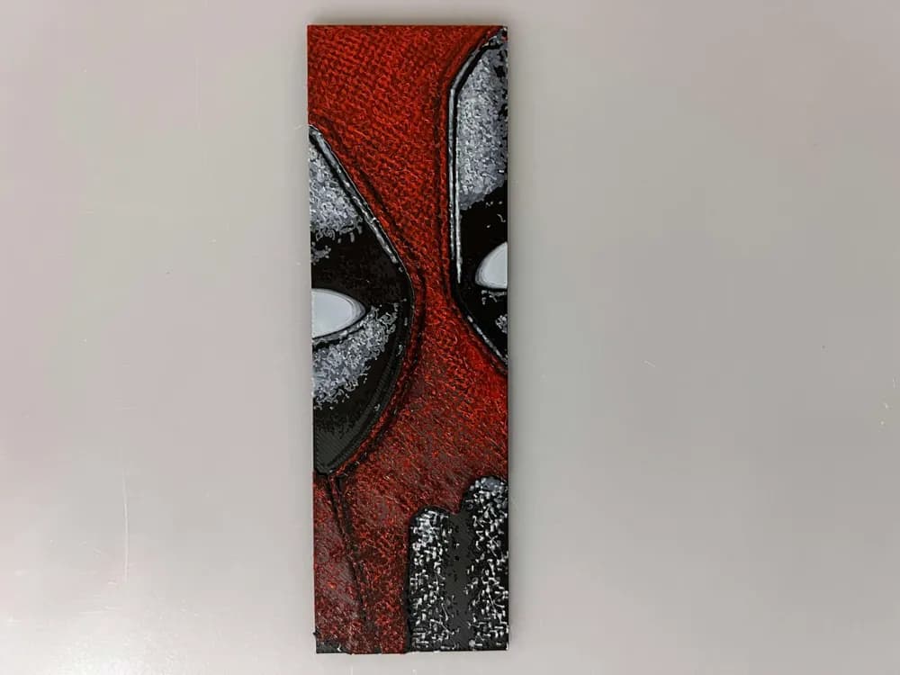 Deadpool Oops Pose - Bookmark by 3djd HueForge model: Deadpool Oops Pose - Bookmark by 3djd