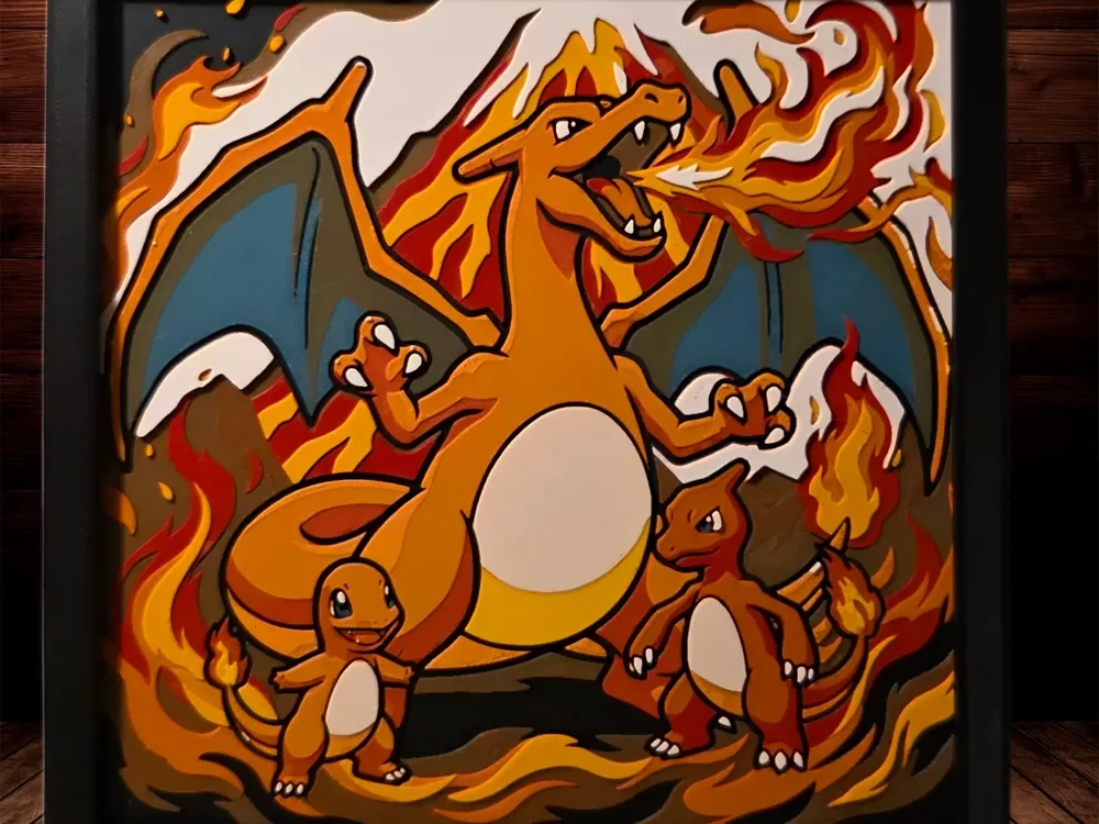 Charmander's evolutions by Side Quest Hues HueForge model: Charmander's evolutions by Side Quest Hues