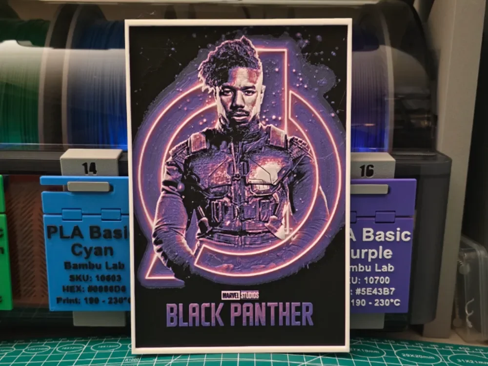 Black Panther Movie Poster - Hueforge Art by Lumpy3D HueForge model: Black Panther Movie Poster - Hueforge Art by Lumpy3D