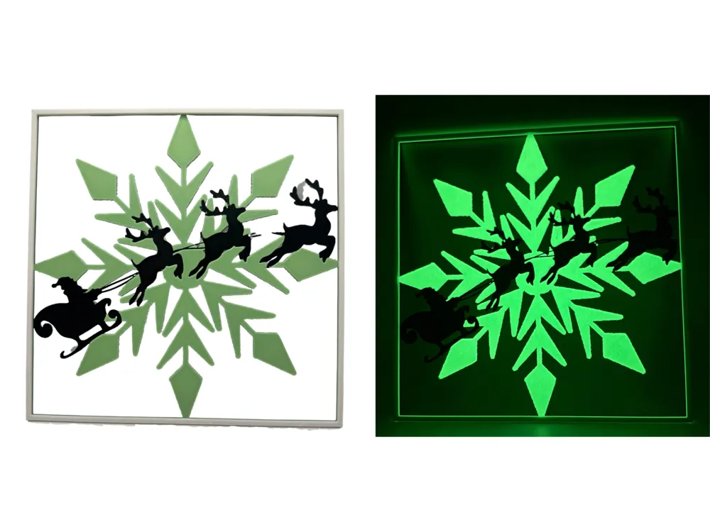 Santa Snowflake - Glow in the Dark by Canadian Gamer HueForge model: Santa Snowflake - Glow in the Dark by Canadian Gamer