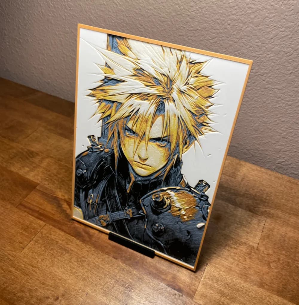Hueforge - Final Fantasy VII - Golden Cloud by Cloudy Nostalgia HueForge model: Hueforge - Final Fantasy VII - Golden Cloud by Cloudy Nostalgia