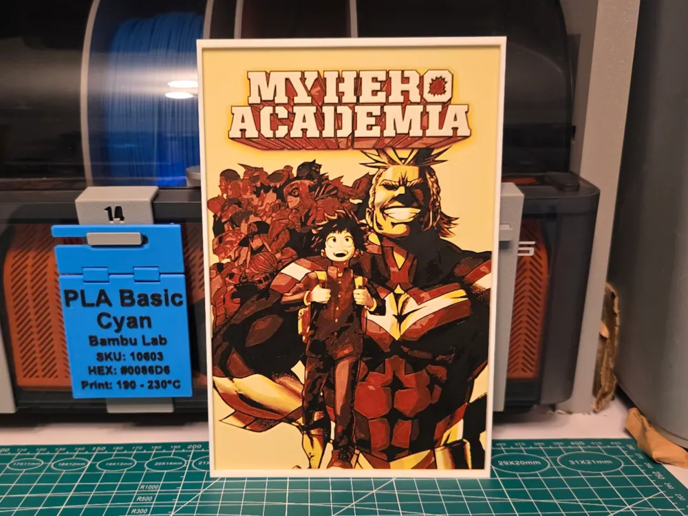My Hero Academia V2 Anime Poster - Hueforge Art by Lumpy3D HueForge model: My Hero Academia V2 Anime Poster - Hueforge Art by Lumpy3D