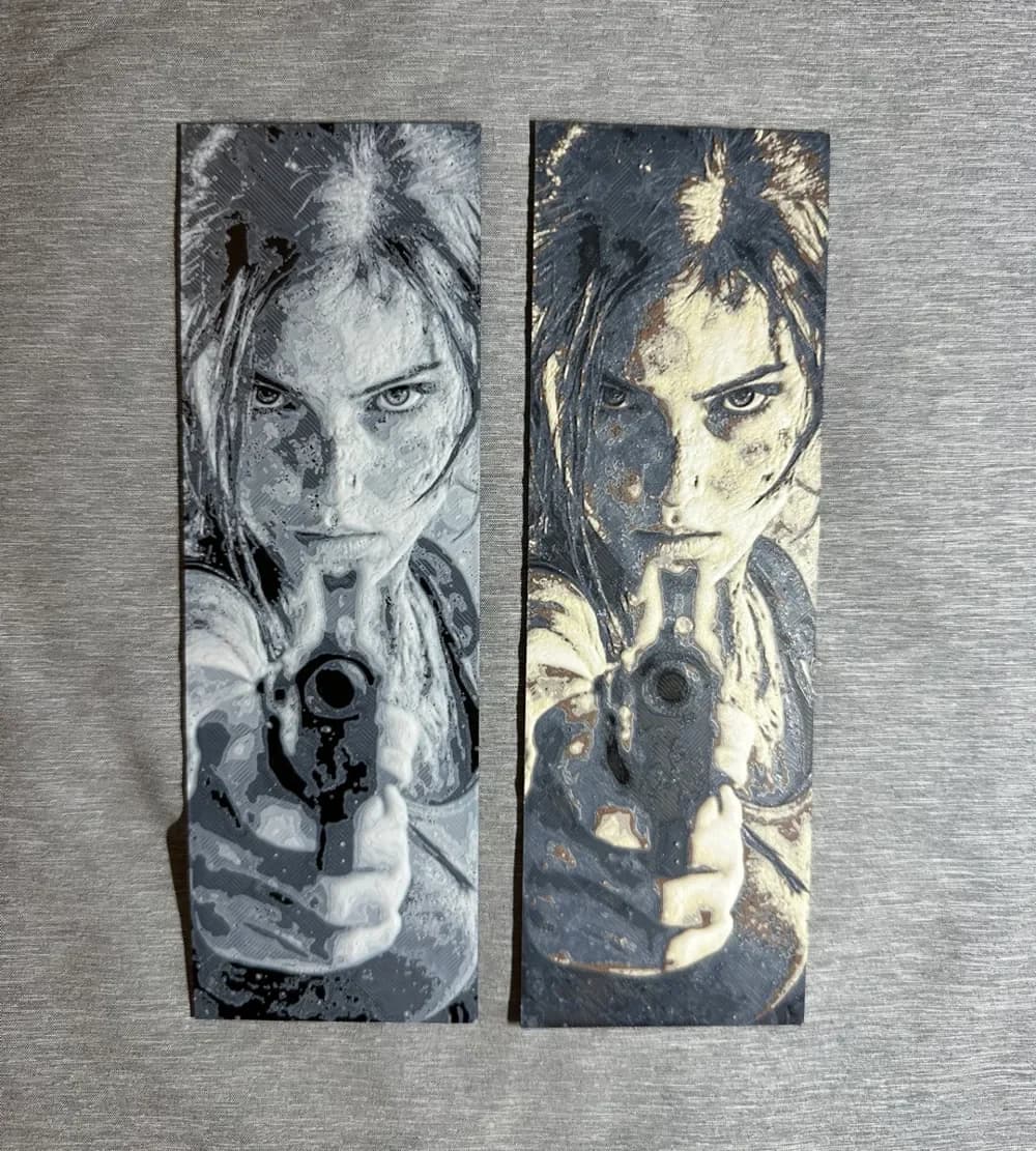 HueForge model: Lara Croft Tomb Raider Hueforge Bookmarks by Hey Ben