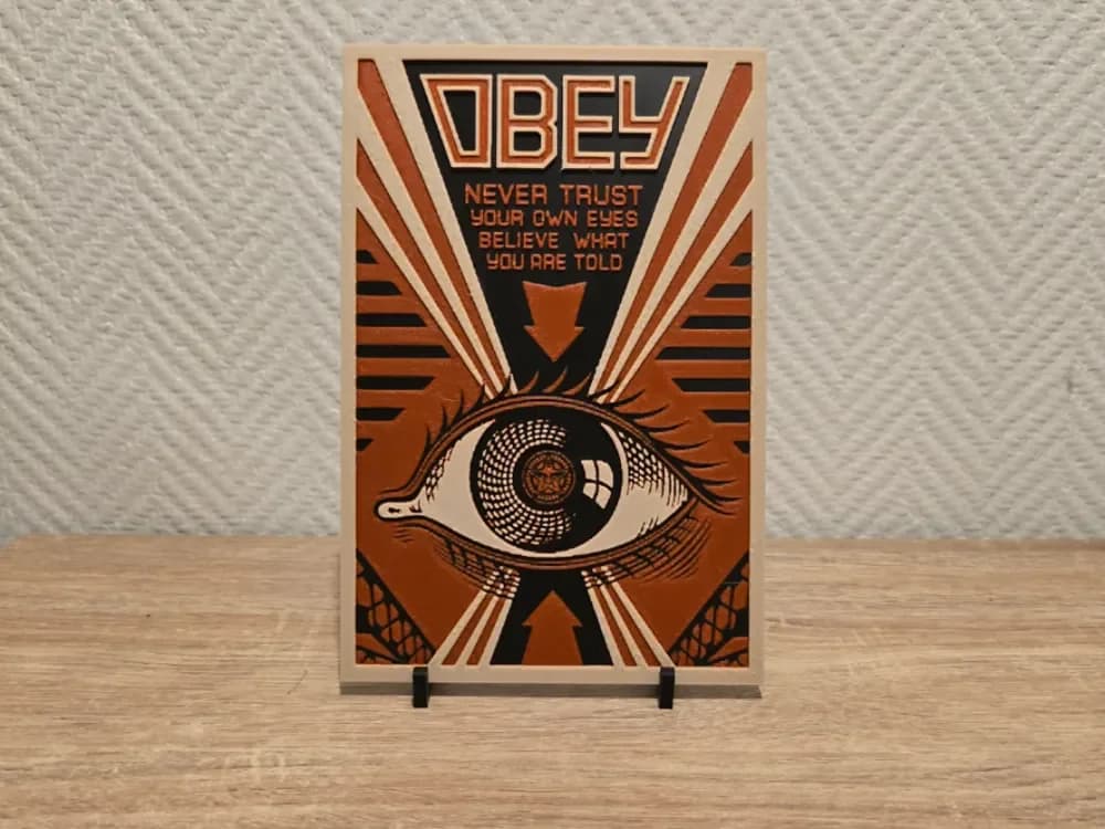 Never trust Obey street art by Kactus Fpv HueForge model: Never trust Obey street art by Kactus Fpv