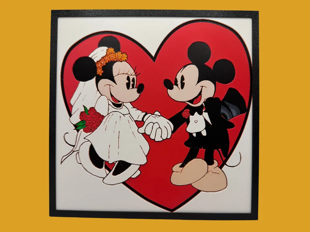 Mickey and Minnie Mouse Wedding by Canadian Gamer HueForge model: Mickey and Minnie Mouse Wedding by Canadian Gamer