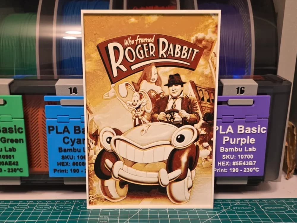 Who Framed Roger Rabbit Poster V2 - Hueforge Art by Lumpy3D HueForge model: Who Framed Roger Rabbit Poster V2 - Hueforge Art by Lumpy3D