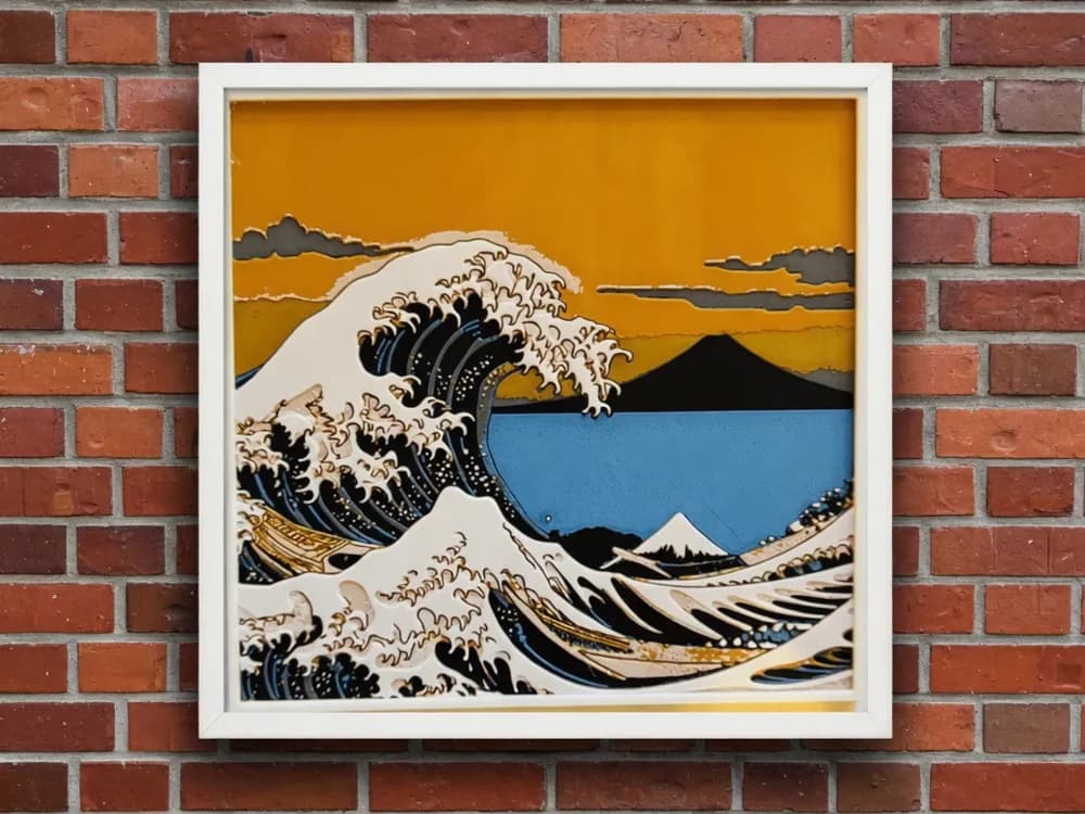 The Wave Japanese by World of Glt 3d HueForge model: The Wave Japanese by World of Glt 3d