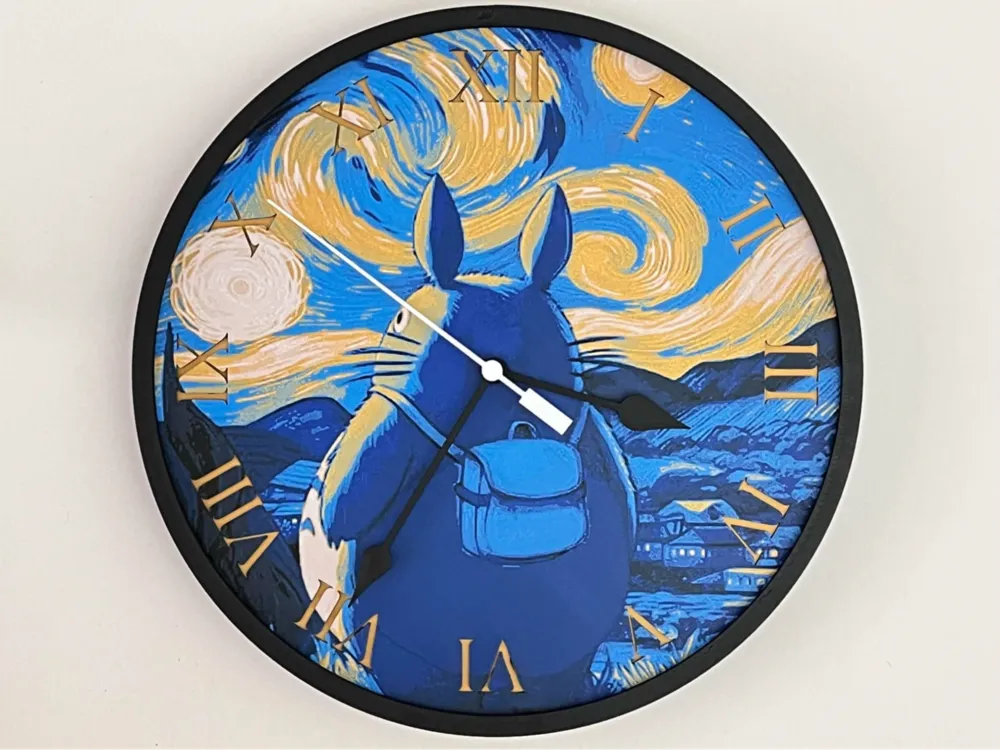 Customizable Clock - Totoro Starry Night by 3djd HueForge model: Customizable Clock - Totoro Starry Night by 3djd