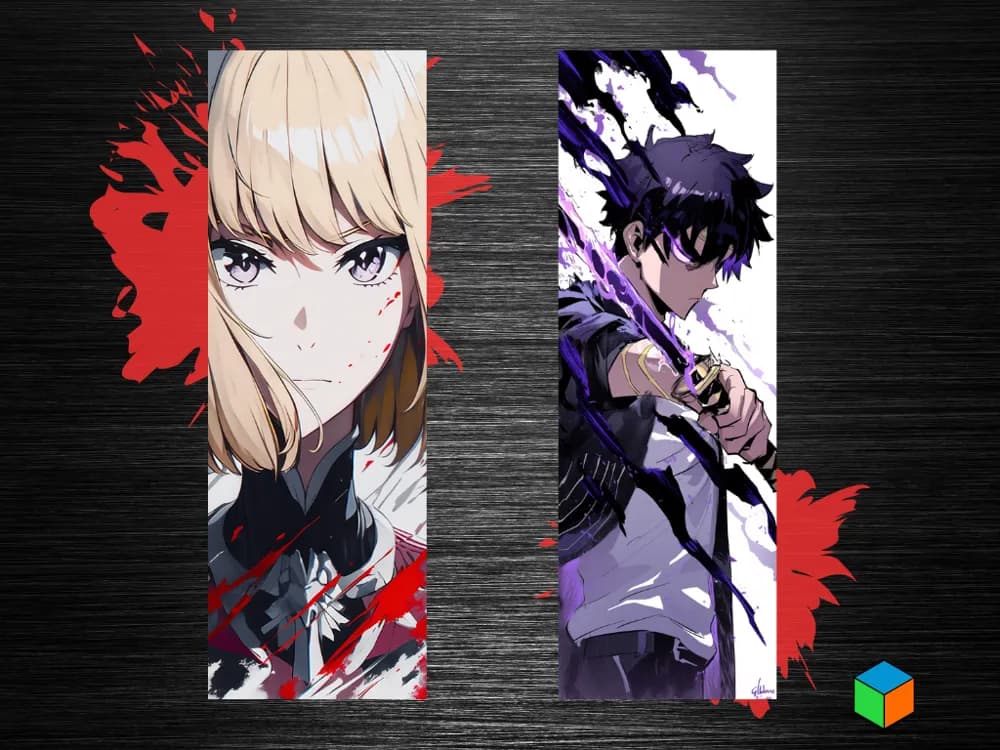 HueForge model: Solo Leveling Bookmark Set – Jin-Woo & Cha Hae by 3D Prints By Vic