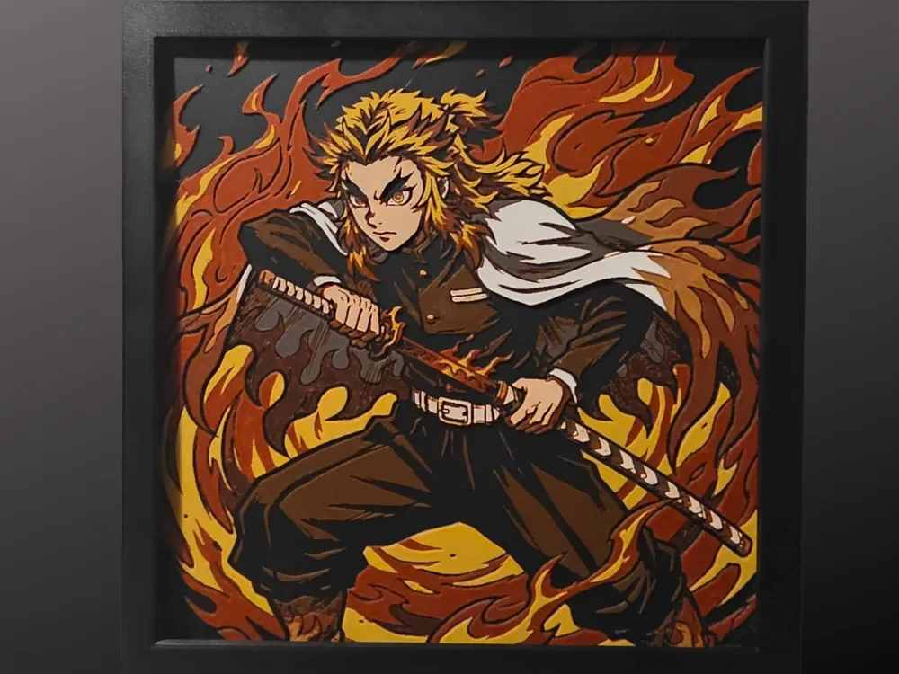 Flame Hashira - Kyojuro Rengoku - Demon Slayer by Side Quest Hues HueForge model: Flame Hashira - Kyojuro Rengoku - Demon Slayer by Side Quest Hues