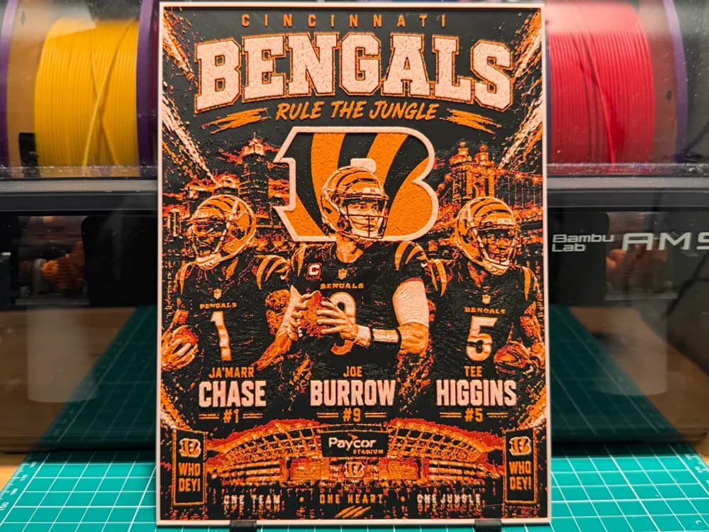 Bengals Players Poster by liv_3d HueForge model: Bengals Players Poster by liv_3d