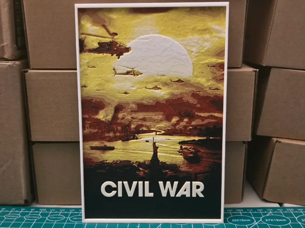 Civil War Movie Poster - Hueforge Art by Lumpy3D HueForge model: Civil War Movie Poster - Hueforge Art by Lumpy3D