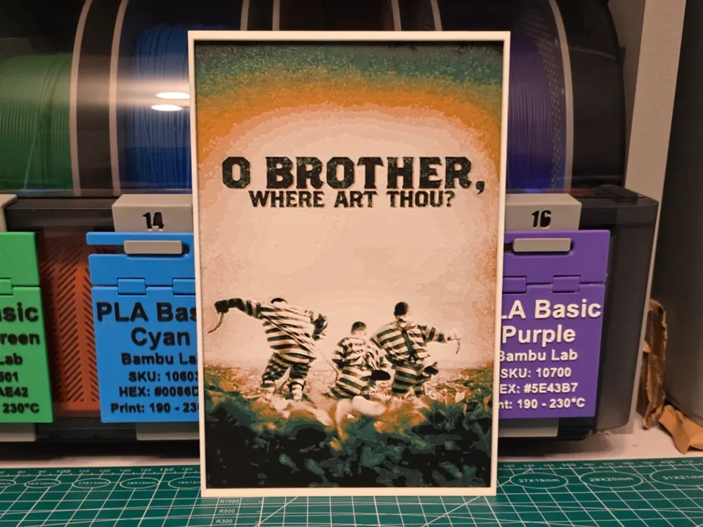 O Brother, Where Art Thou? Movie Poster - Hueforge by Lumpy3D HueForge model: O Brother, Where Art Thou? Movie Poster - Hueforge by Lumpy3D
