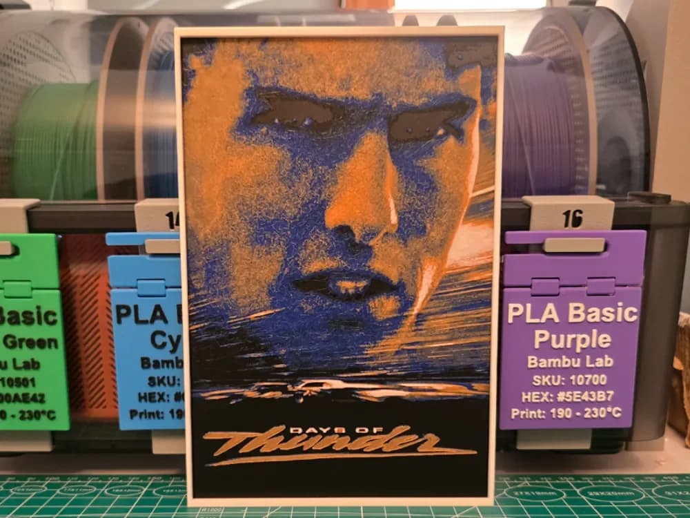 HueForge model: Days of Thunder Movie Poster - Hueforge Art by Lumpy3D