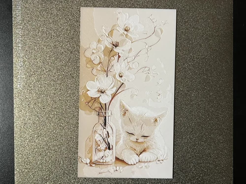 HueForge model: Cat with Bloom Hueforge by FantasyZ