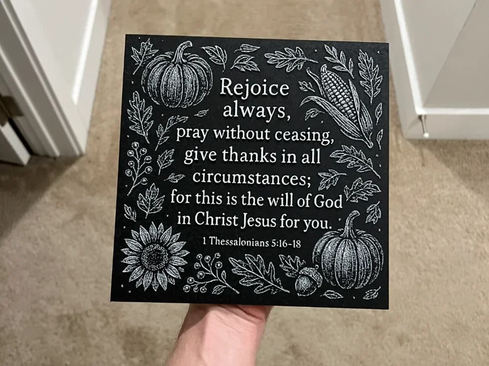 Thessalonians 5:16-18 Art Hueforge by RP47 Designs HueForge model: Thessalonians 5:16-18 Art Hueforge by RP47 Designs