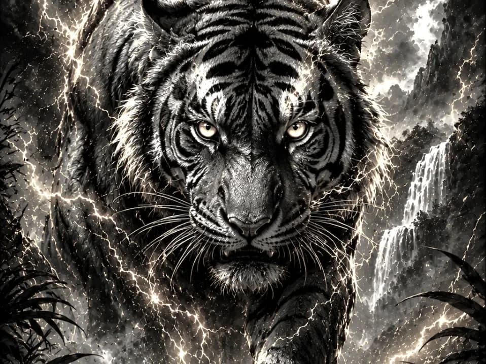 Lightning Tiger - EASY PRINT by Hueforge Maker HueForge model: Lightning Tiger - EASY PRINT by Hueforge Maker