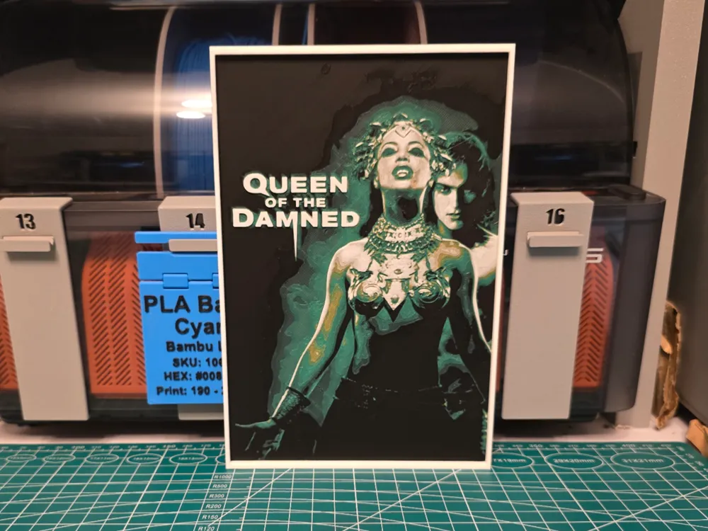 Queen of the Damned Movie Poster - Hueforge Art by Lumpy3D HueForge model: Queen of the Damned Movie Poster - Hueforge Art by Lumpy3D