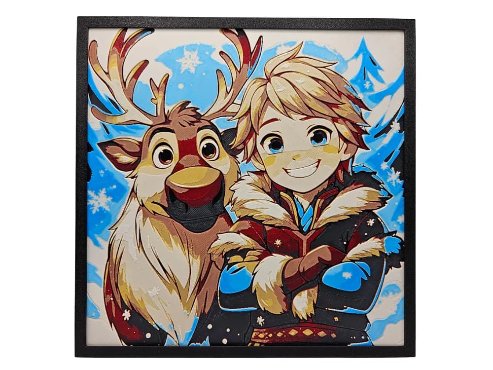 HueForge model: Kristoff and Sven - Chibi Edition by BusyKikiBee