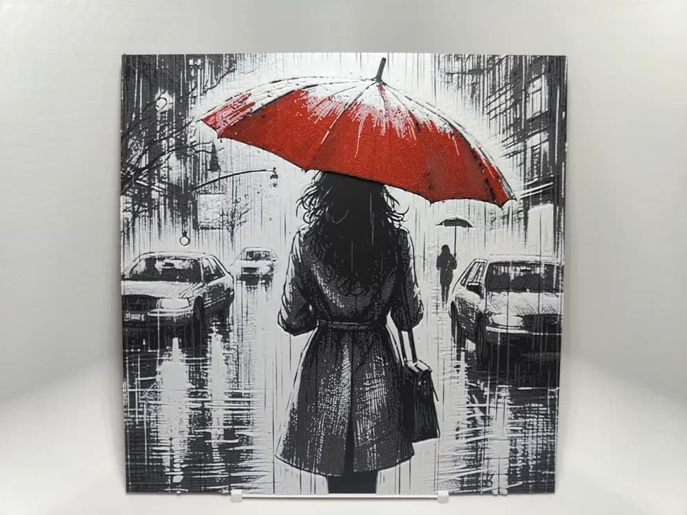 HueForge model: Woman in rain - Hueforge by BeaN