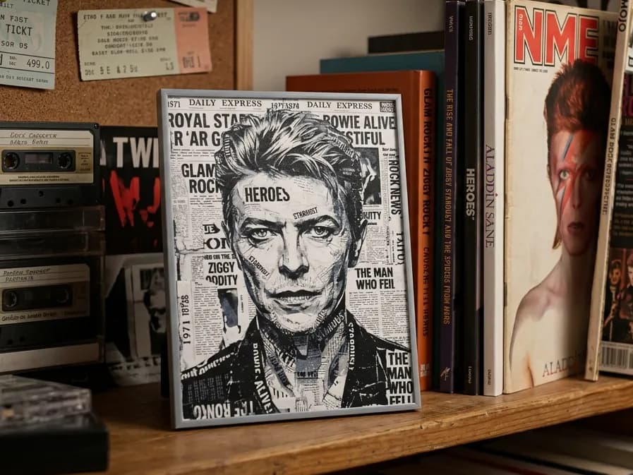David Bowie newspaper style - HueForge by keko HueForge model: David Bowie newspaper style - HueForge by keko