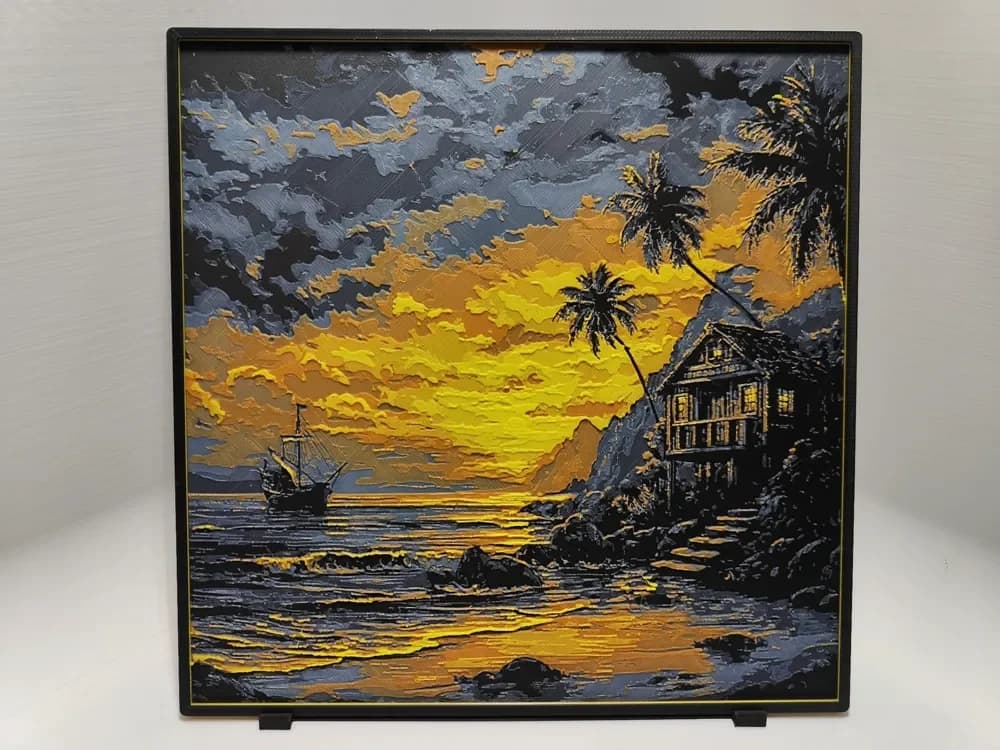 Tropical Island Sunset - Hueforge by BeaN HueForge model: Tropical Island Sunset - Hueforge by BeaN