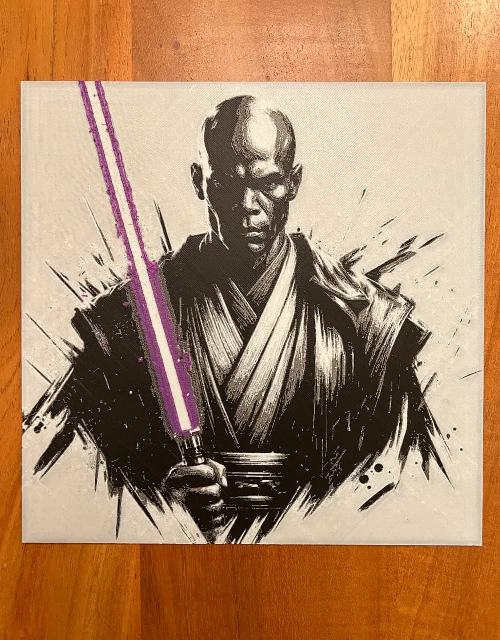 Mace Windu with Purple Lightsaber by JustBe 3D Printing HueForge model: Mace Windu with Purple Lightsaber by JustBe 3D Printing