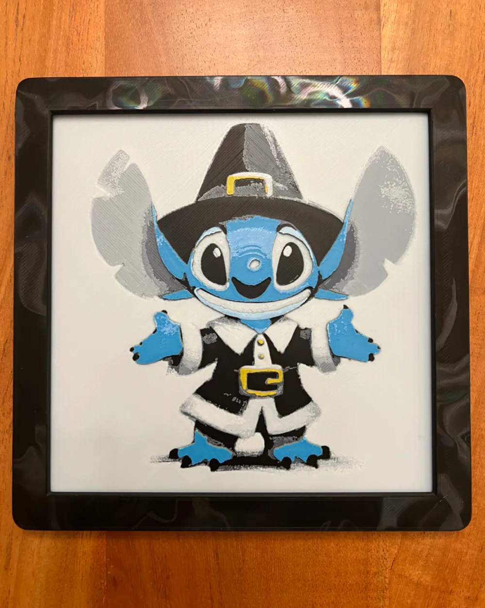 Stitch Dressed as Pilgrim by JustBe 3D Printing HueForge model: Stitch Dressed as Pilgrim by JustBe 3D Printing