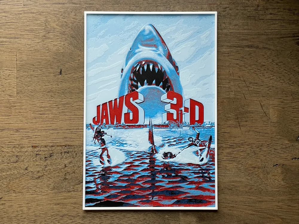 Jaws 3-D (1983) Hueforge Movie Poster by NiiON HueForge model: Jaws 3-D (1983) Hueforge Movie Poster by NiiON