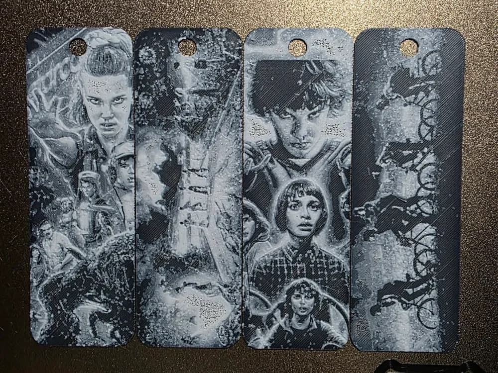 Stranger Things Fan Art Bookmarks Set of 4 NO AMS by AirMechDesigns HueForge model: Stranger Things Fan Art Bookmarks Set of 4 NO AMS by AirMechDesigns