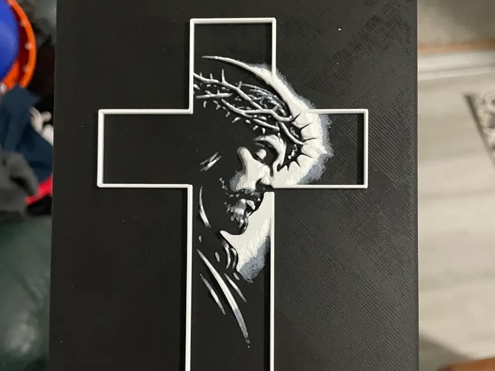 Jesus in a Cross Hueforge by Advancedtechworldwide HueForge model: Jesus in a Cross Hueforge by Advancedtechworldwide