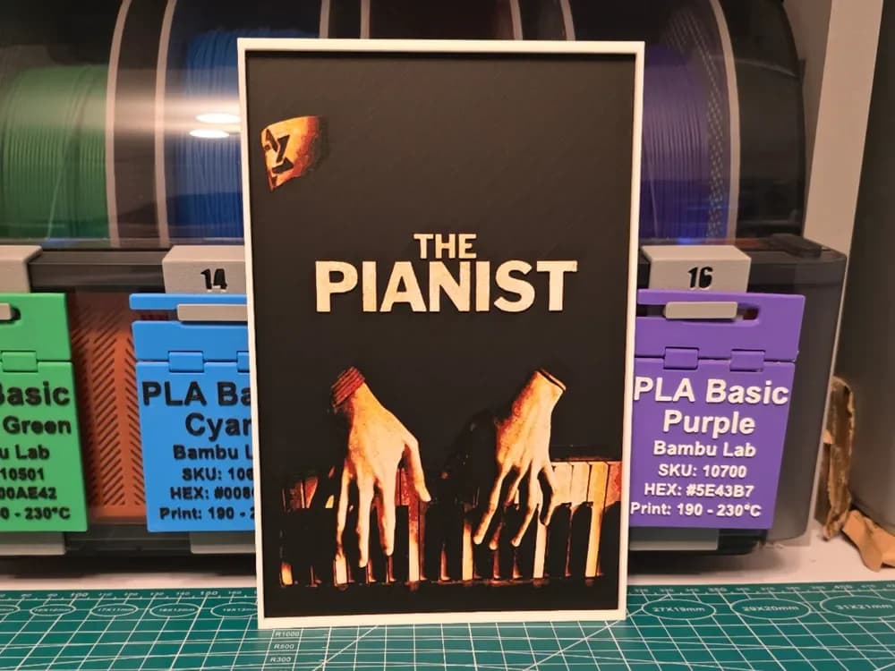 HueForge model: The Pianist Movie Poster - Hueforge Art by Lumpy3D
