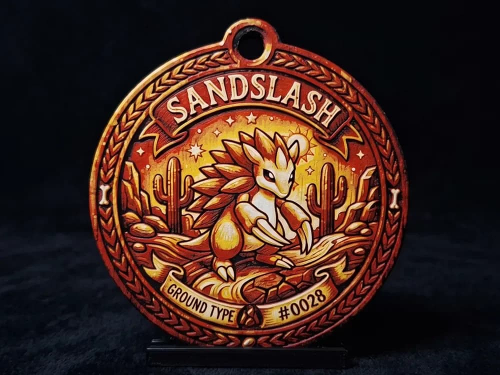 Sandslash #0028 - Pokemon Ornament by LED HueForge model: Sandslash #0028 - Pokemon Ornament by LED