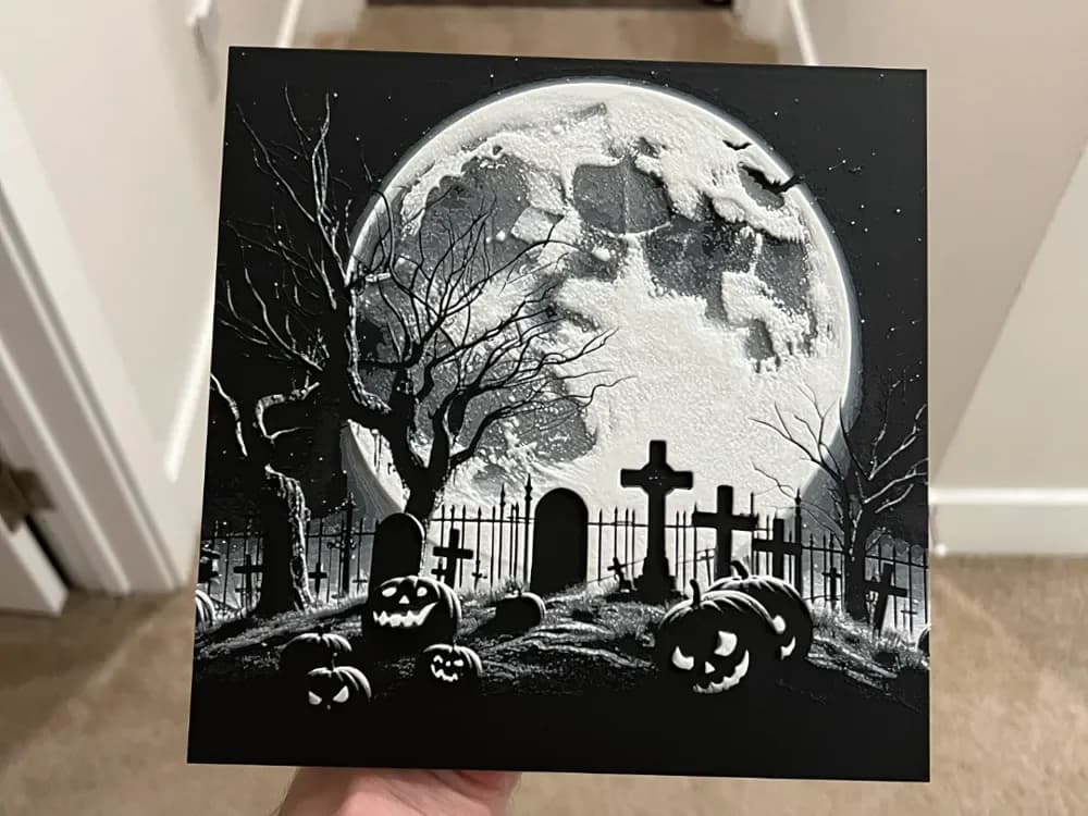 Halloween Moonlit Graveyard Hueforge by RP47 Designs HueForge model: Halloween Moonlit Graveyard Hueforge by RP47 Designs