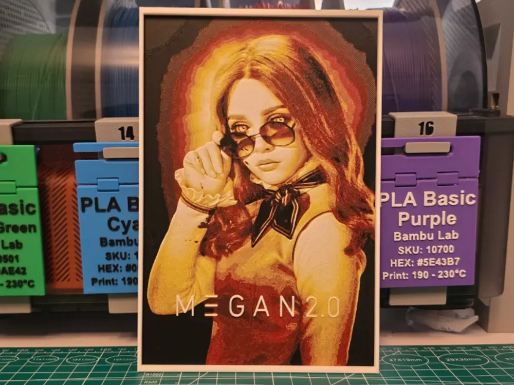 M3GAN 2.0 Movie Poster - Hueforge Art by Lumpy3D HueForge model: M3GAN 2.0 Movie Poster - Hueforge Art by Lumpy3D