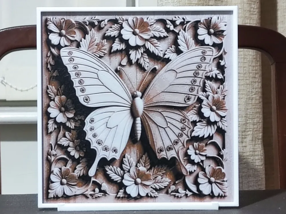 Carved Butterfly - HueForge 3 Color by BoDad HueForge model: Carved Butterfly - HueForge 3 Color by BoDad