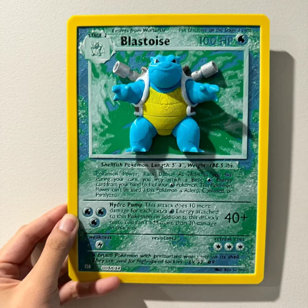 Oversized Blastoise Pokemon Card - HueForge Hybrid Print by cyanidesugar HueForge model: Oversized Blastoise Pokemon Card - HueForge Hybrid Print by cyanidesugar