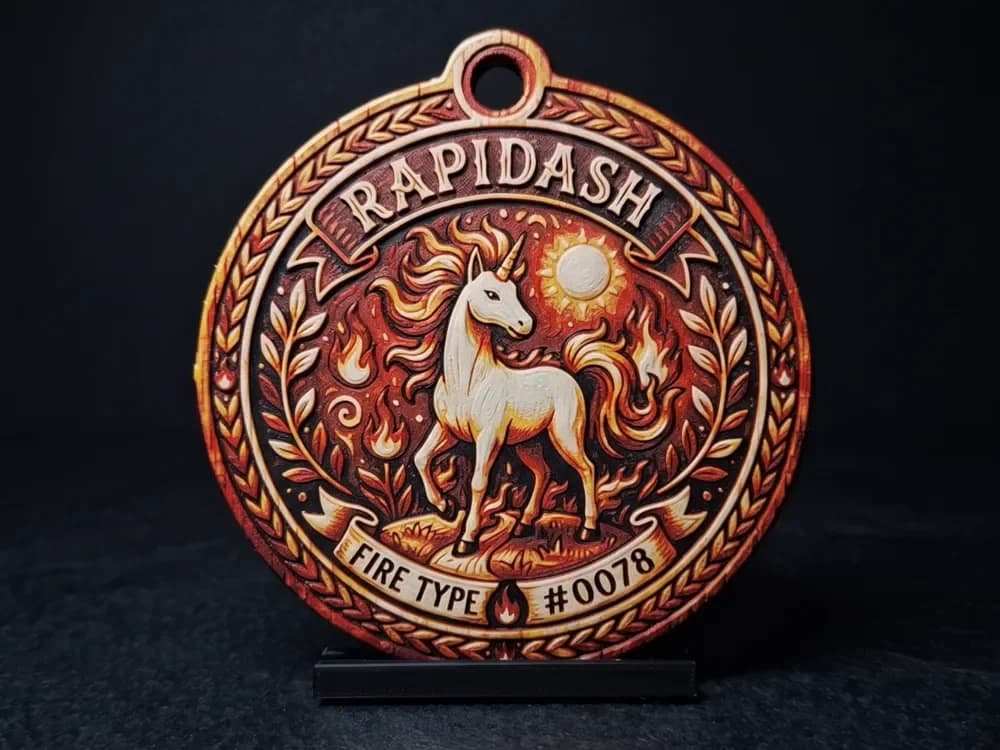Rapidash #0078 - Pokemon Ornament by LED HueForge model: Rapidash #0078 - Pokemon Ornament by LED
