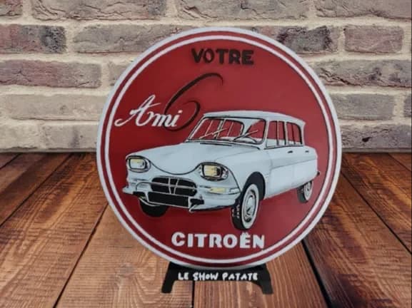 Plaque Vintage Citroën Ami6 hueforge by leshowpatate HueForge model: Plaque Vintage Citroën Ami6 hueforge by leshowpatate