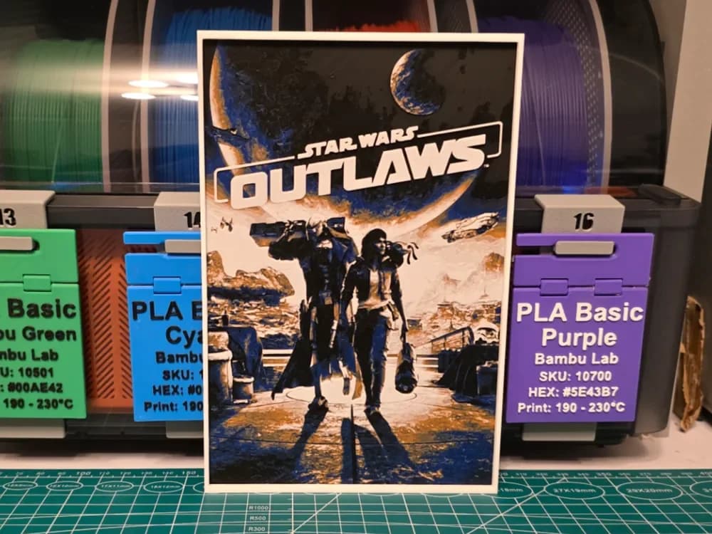HueForge model: Star Wars Outlaws Game Poster - Hueforge Art by Lumpy3D