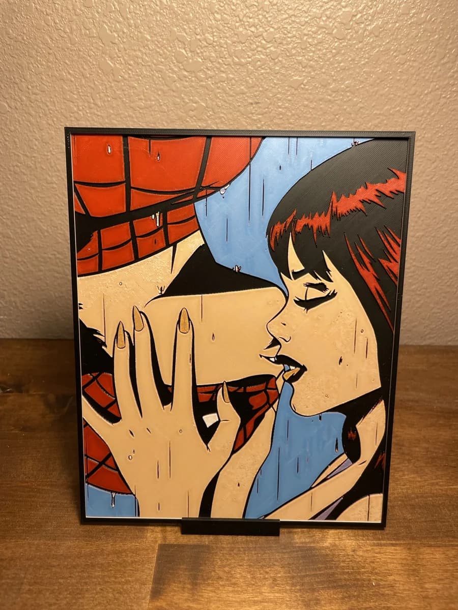 Spiderman Kiss Comic by Cloudy Nostalgia HueForge model: Spiderman Kiss Comic by Cloudy Nostalgia