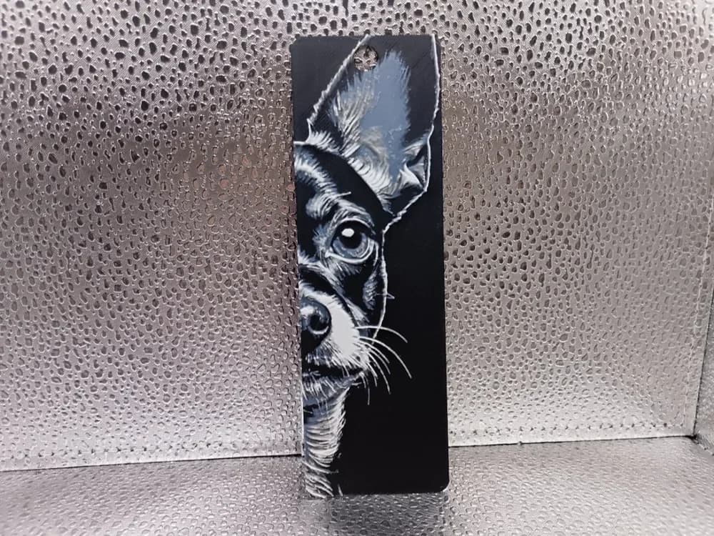 Toy Terrier Bookmark – Hueforge by Borishotch Industries HueForge model: Toy Terrier Bookmark – Hueforge by Borishotch Industries