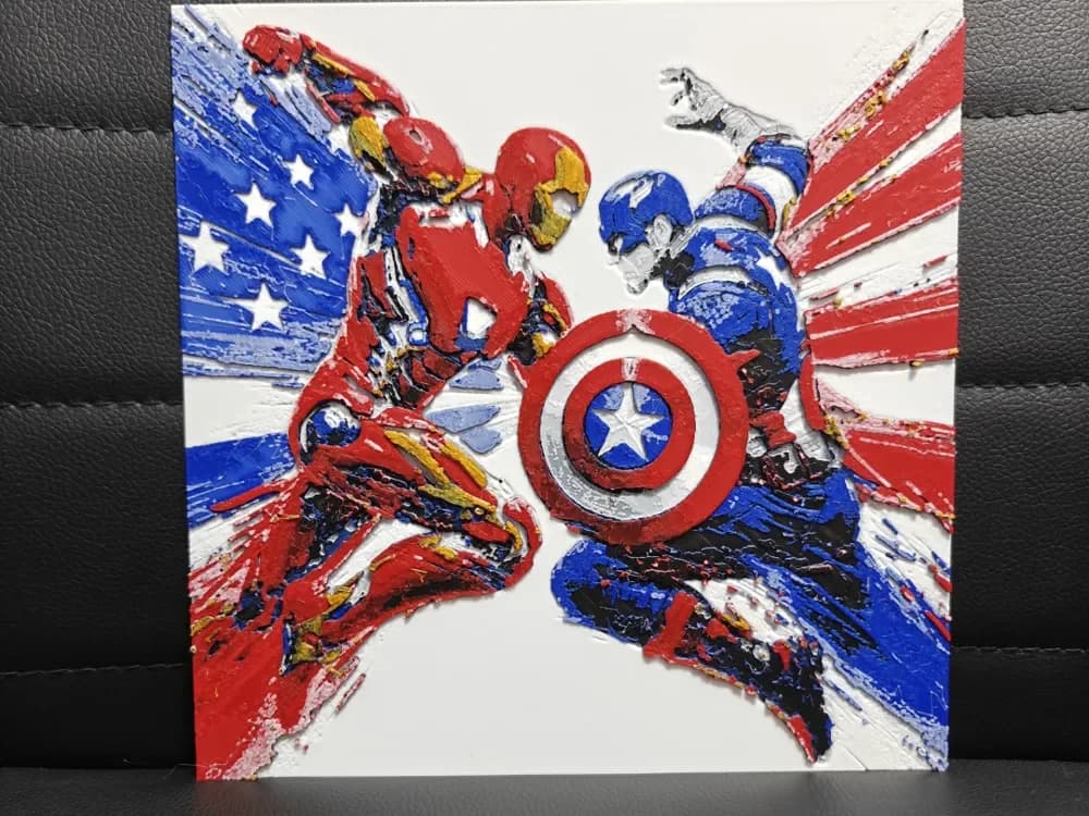 HueForge model: Iron Man vs Captain America V2 by TheHueforgeLady