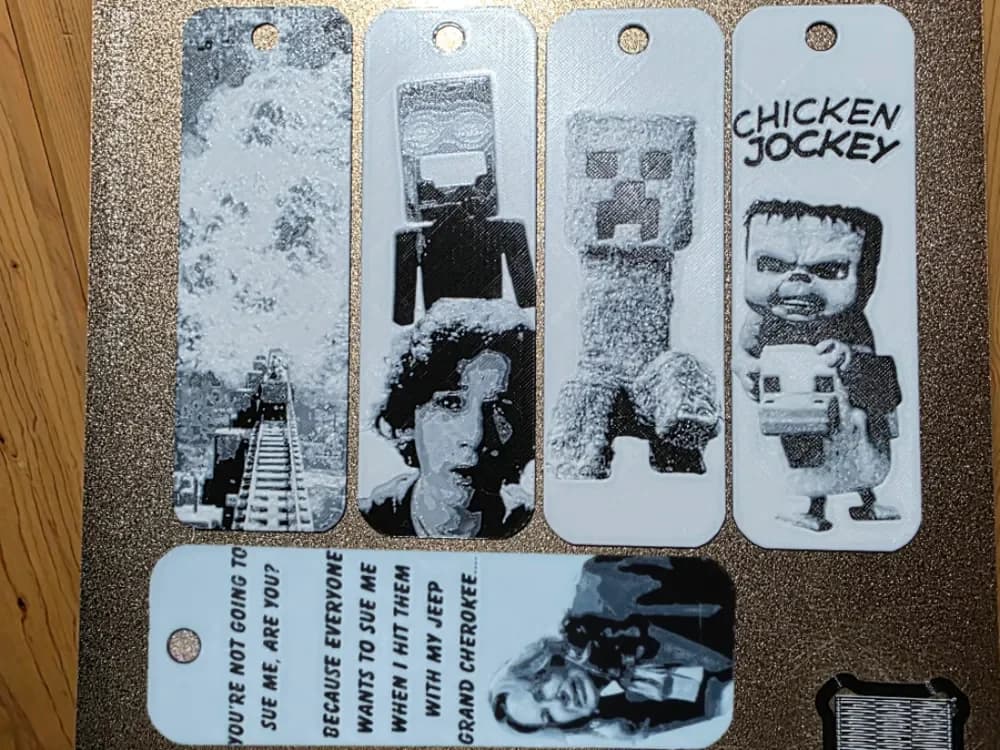 Minecraft Movie Fanart Bookmark Set of 5 by AirMechDesigns HueForge model: Minecraft Movie Fanart Bookmark Set of 5 by AirMechDesigns