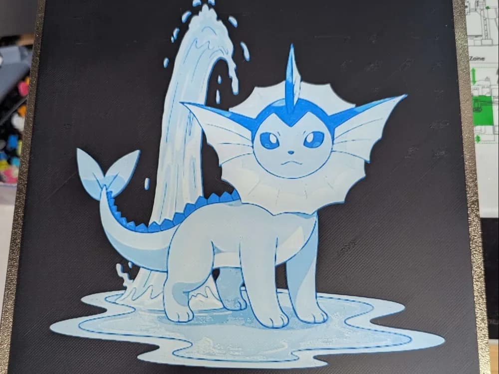Hueforge aquali Vaporeon by ZombiePaint3D HueForge model: Hueforge aquali Vaporeon by ZombiePaint3D