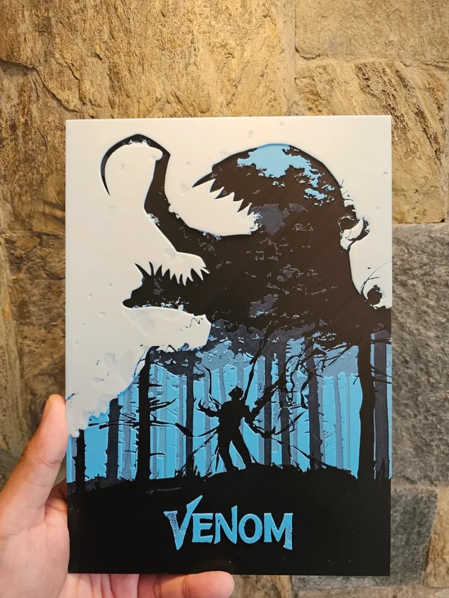 Venom Silhouette Poster Hueforge by Loki HueForge model: Venom Silhouette Poster Hueforge by Loki