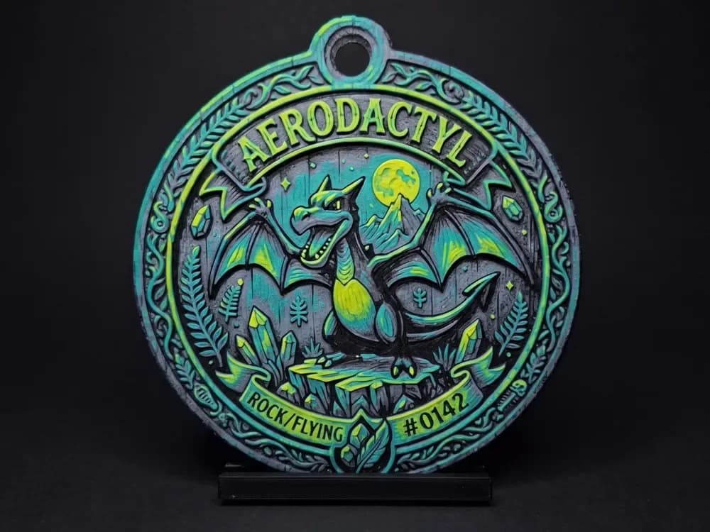 Aerodactyl #142 - Pokemon Ornament by LED HueForge model: Aerodactyl #142 - Pokemon Ornament by LED
