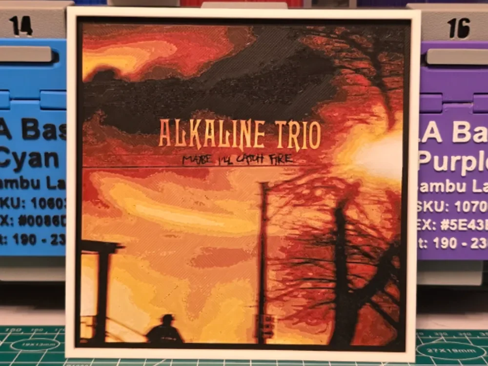 Alkaline Trio "Maybe I'll Catch Fire" Album Art by Lumpy3D HueForge model: Alkaline Trio "Maybe I'll Catch Fire" Album Art by Lumpy3D