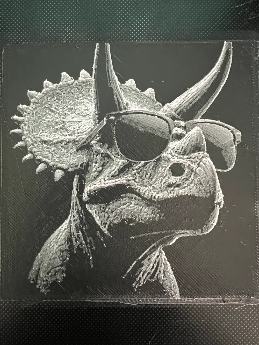 HueForge model: Triceratops in Sunglasses by JustBe 3D Printing
